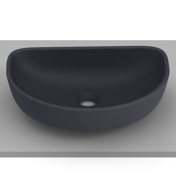 Over countertop vitreous china basin without taphole