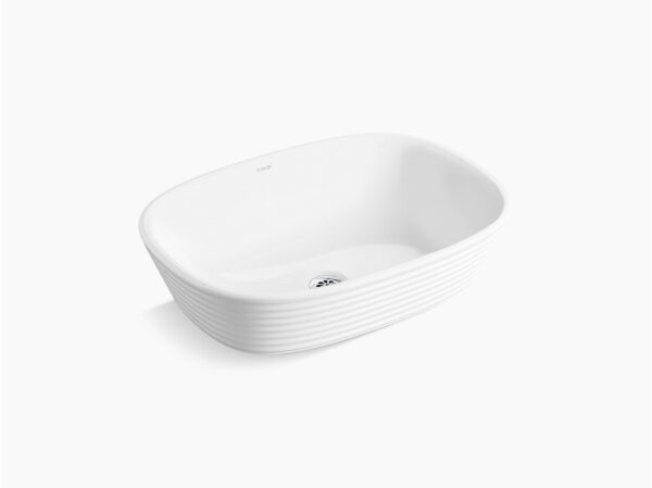Ribana™ 55 cm rectangular vessel bathroom sink with glazed underside, no overflow